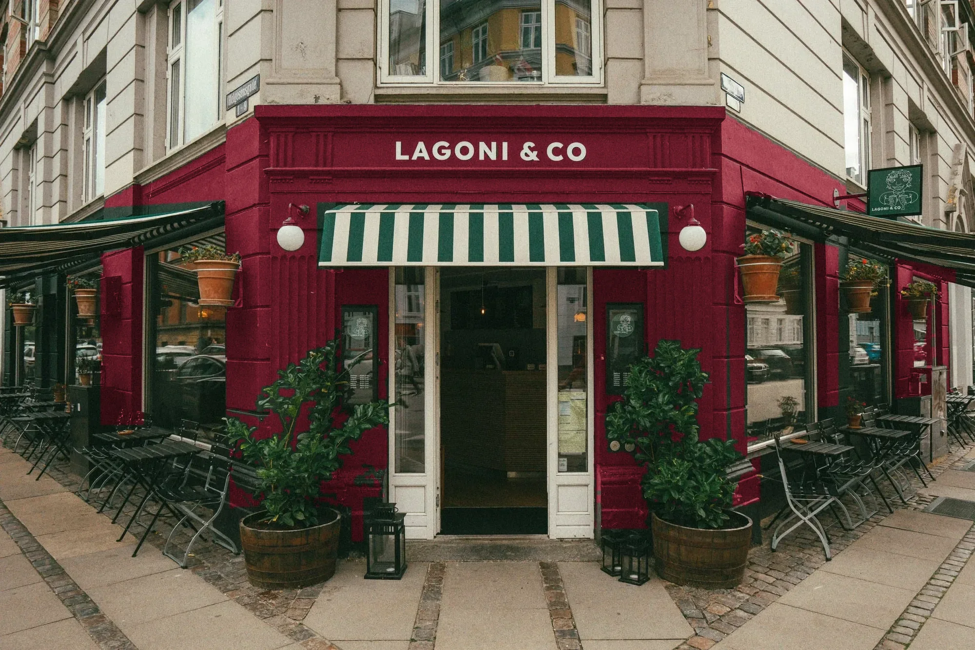 Facaden hos Lagoni & Co. på hjørnet af Ryesgade 76